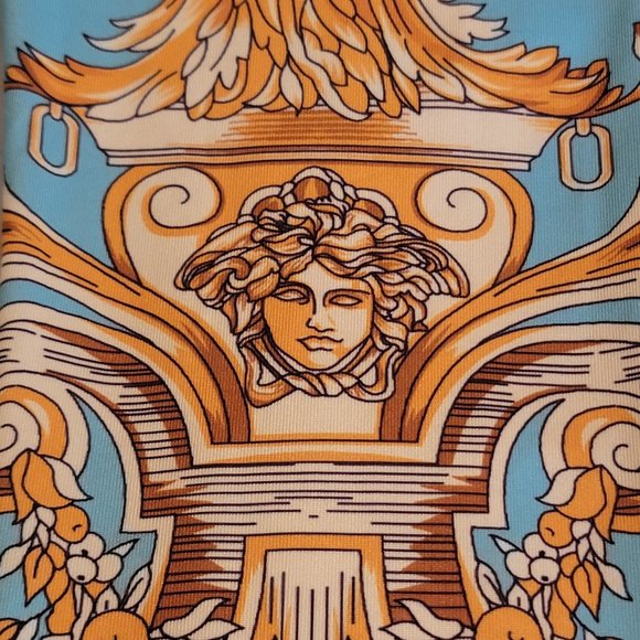 Versace style 3 Piece Stretchy Ensemble Jacket Crop Top Pant Medusa chic - Picture 5 of 16